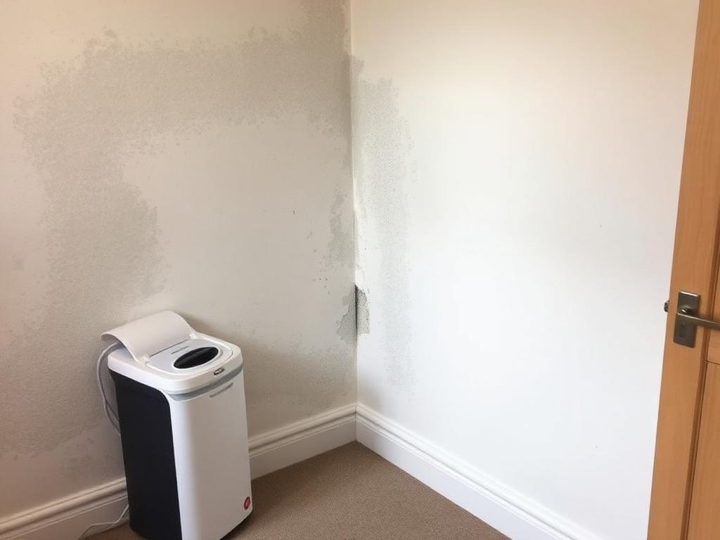 Wall treated, sealed and repainted; dehumidifier left in place 72h